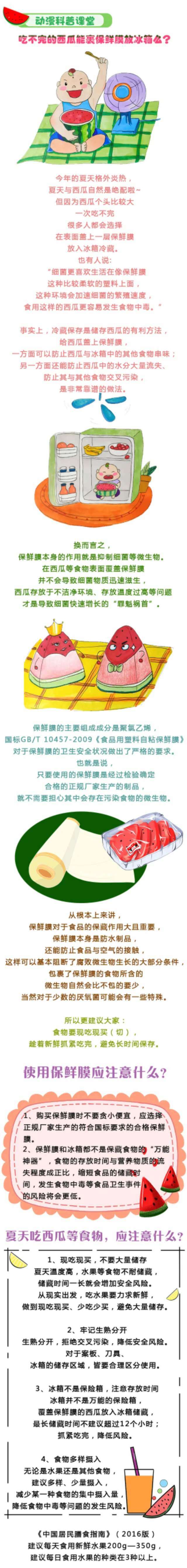 吃不完的西瓜能裹保鲜膜放冰箱么？